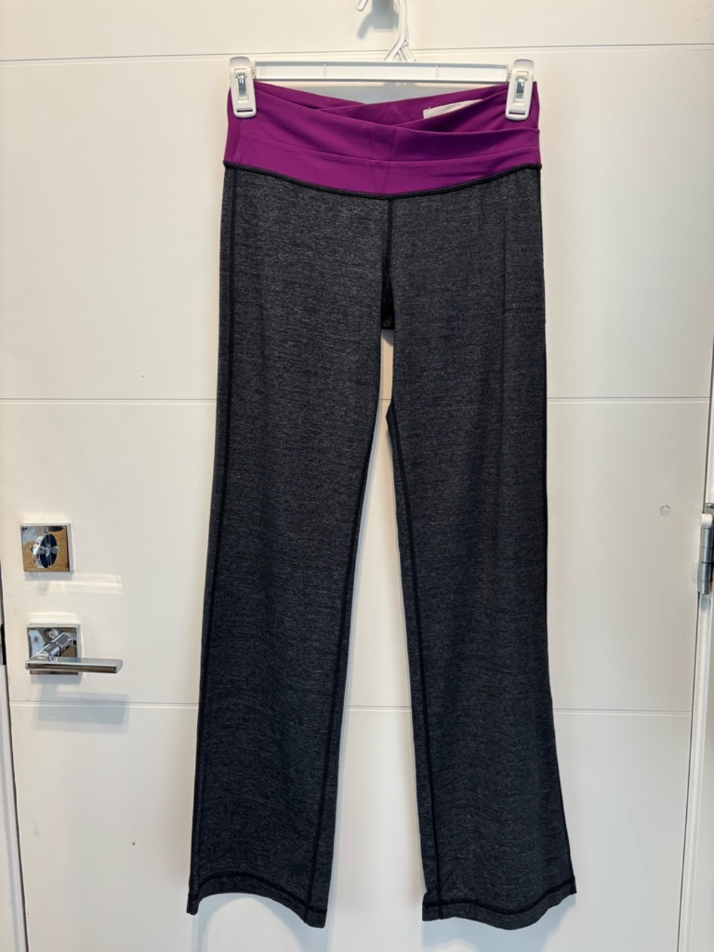 lululemon athletica Straight Leg Pants - Charcoal Grey with Purple Waistband